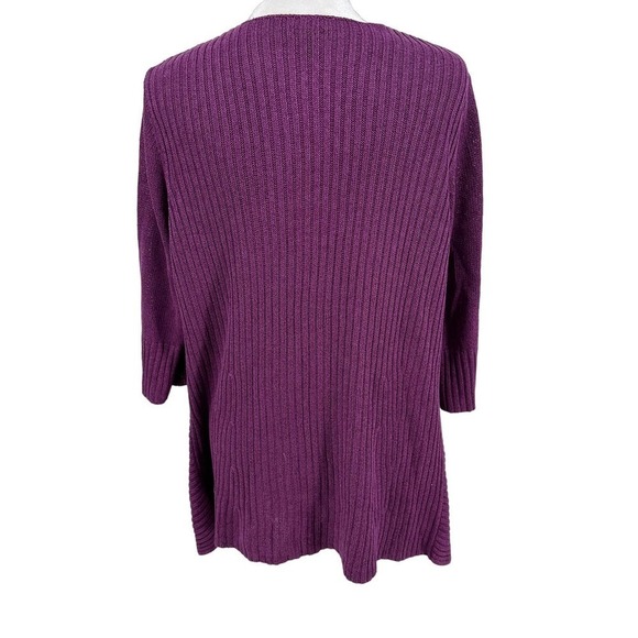 Eileen Fisher Cardigan Sweater Knit Open Draped Linen Purple Size Petite large - Picture 6 of 13